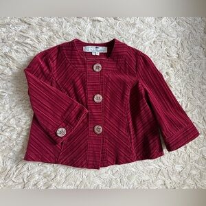 Dark red cropped swing jacket